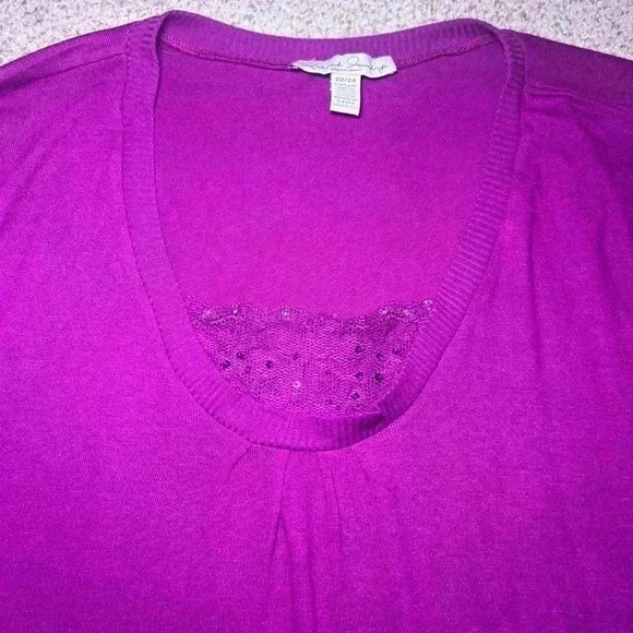 French Laundry Plus Purple Sweater Womens 2X 22W/24W Lace Bead Sequins - Picture 2 of 7